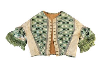 Antique Bodice Green Pattern With Fringe Sleeves