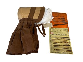 Bonnet And Two Sheets Of Bonnet Pins