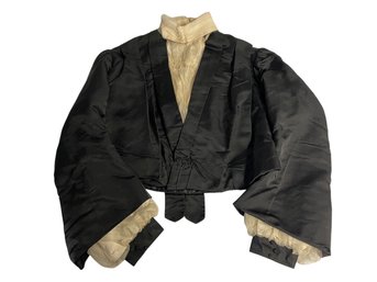 Black Bodice With Sheer Chest Panel, Collar And Sleeve Trim