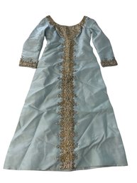 2 Pc Lillie Rubin Bejeweled Blue Sheath Dress And Matching Coat