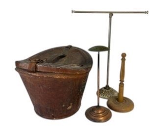 Leather Hat Box And Stands