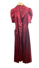 Magenta Dressing Robe With Quilted Detail