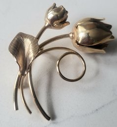 VINTAGE GOLDTONE FLORAL BROOCH