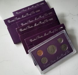 U.S. PROOF SET--COLLECTION OF 5 SETS--1990-1991-1992-1993-1993