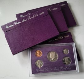 U.S. PROOF SET--COLLECTION OF 4 SETS-1988-1989-1989-1990