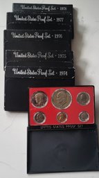 U.S. PROOF SET--COLLECTION OF 5 SETS-1974-1975-1976-1977-1978