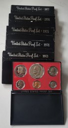 U.S. PROOF SET--COLLECTION OF 5 SETS-1973-1974-1975-1976-1977