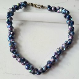 VINTAGE ARTS & CRAFTS GLASS BEADED NECKLACE--NEW OLD STOCK--16'L