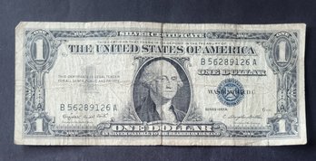 U.S. SILVER CERTIFICATE--ONE DOLLAR--BLUE SEAL--1957 A