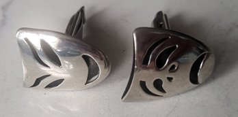 VINTAGE STERLING SILVER 925 SIGNED 'JSC VERNAVACA' COMEDY & TRAGEDY MASK CUFF LINKS--MADE IN MEXICO