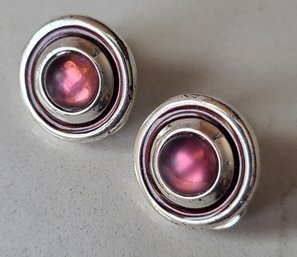 VINTAGE SIGNED 'CORONET' SILVERTONE CLIP ON EARRINGS