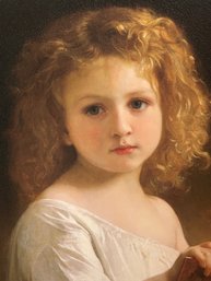 VINTAGE 'GIRL WITH BOOK' FRAMED ARTWORK