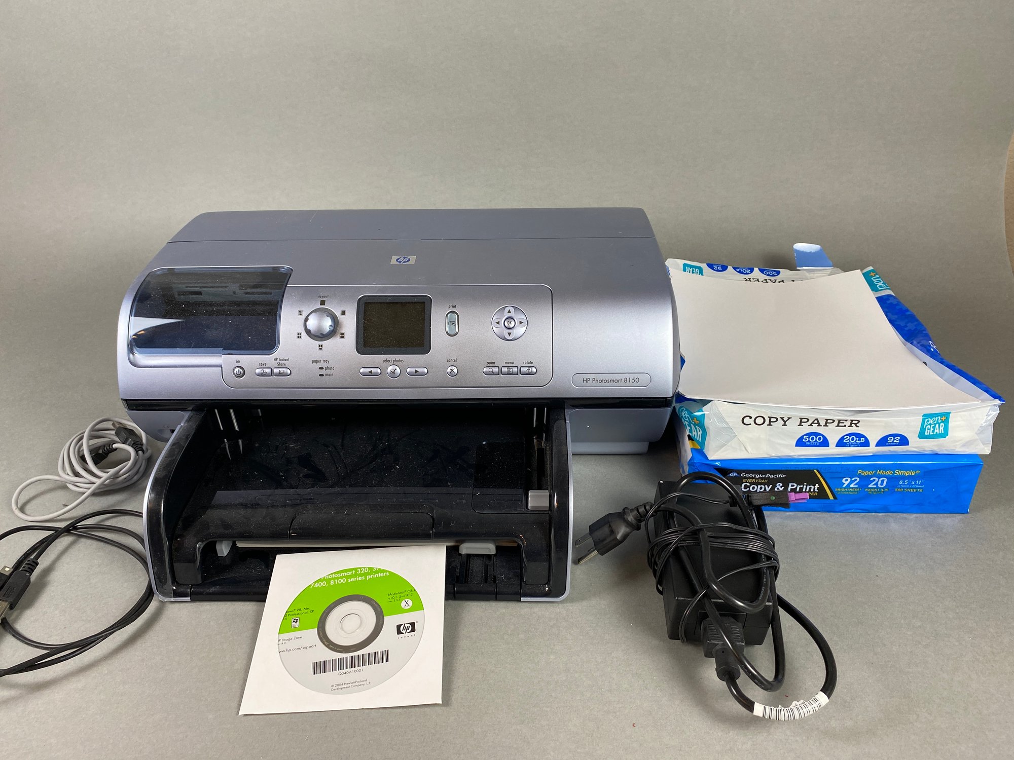 Used Hewlett-packard Photosmart 8150 Printer With Cords & Printer Paper ...