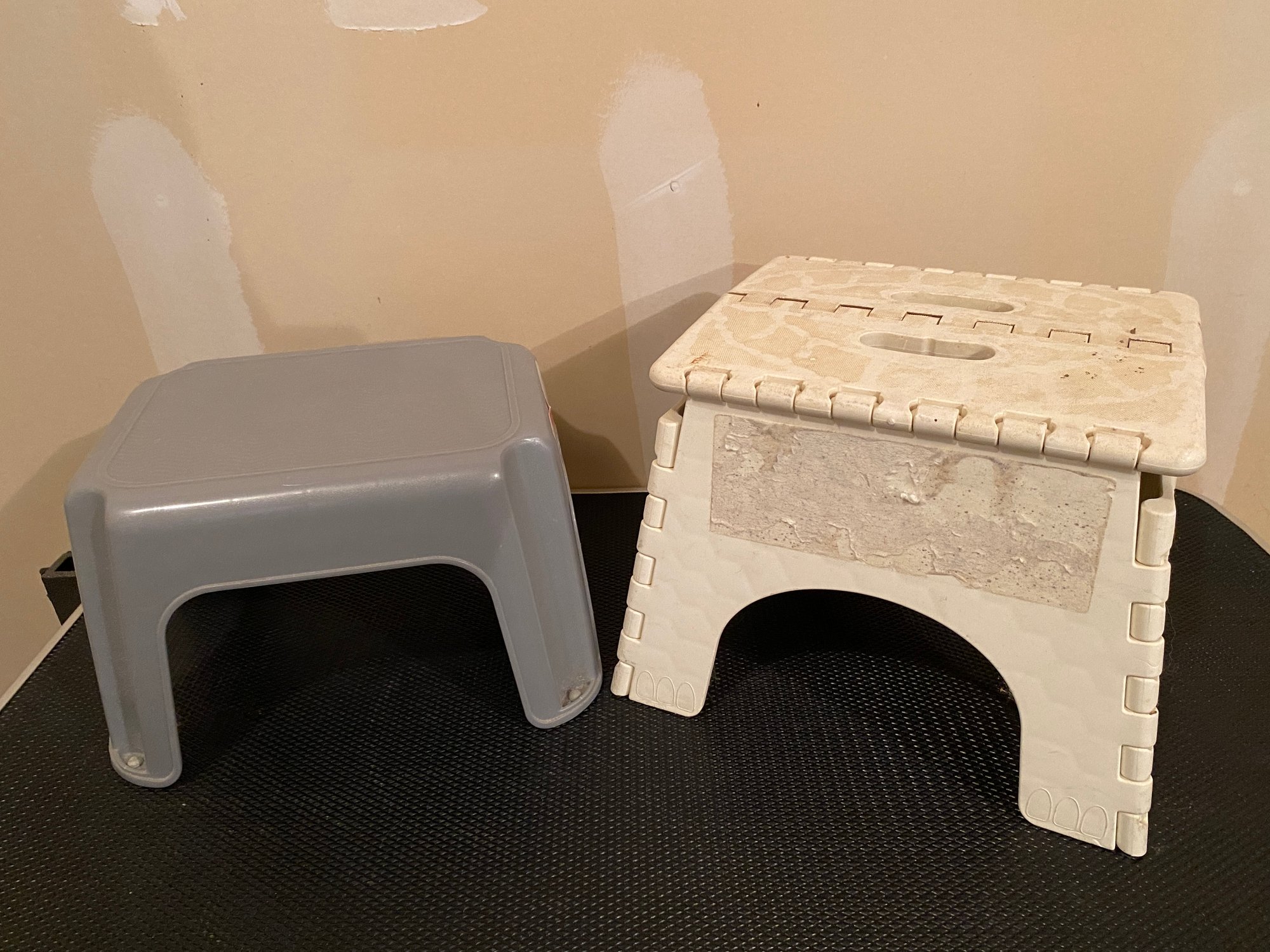 Pair Of Plastic Stools, One Is Foldable, Collapsible #7049 ...