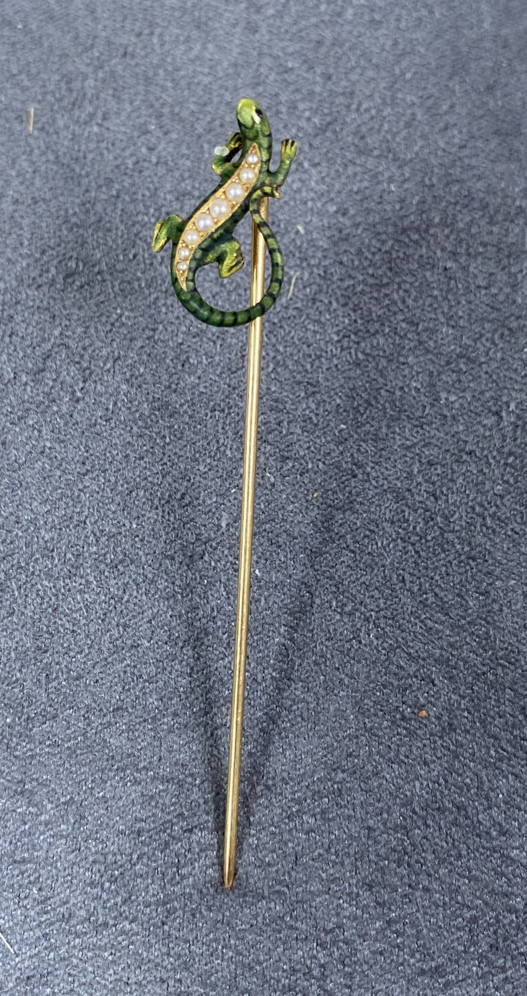 Split Pin Lizard Awesome Vintage Stick Pin With Lizard Design With Possibly Seed Pearls ...