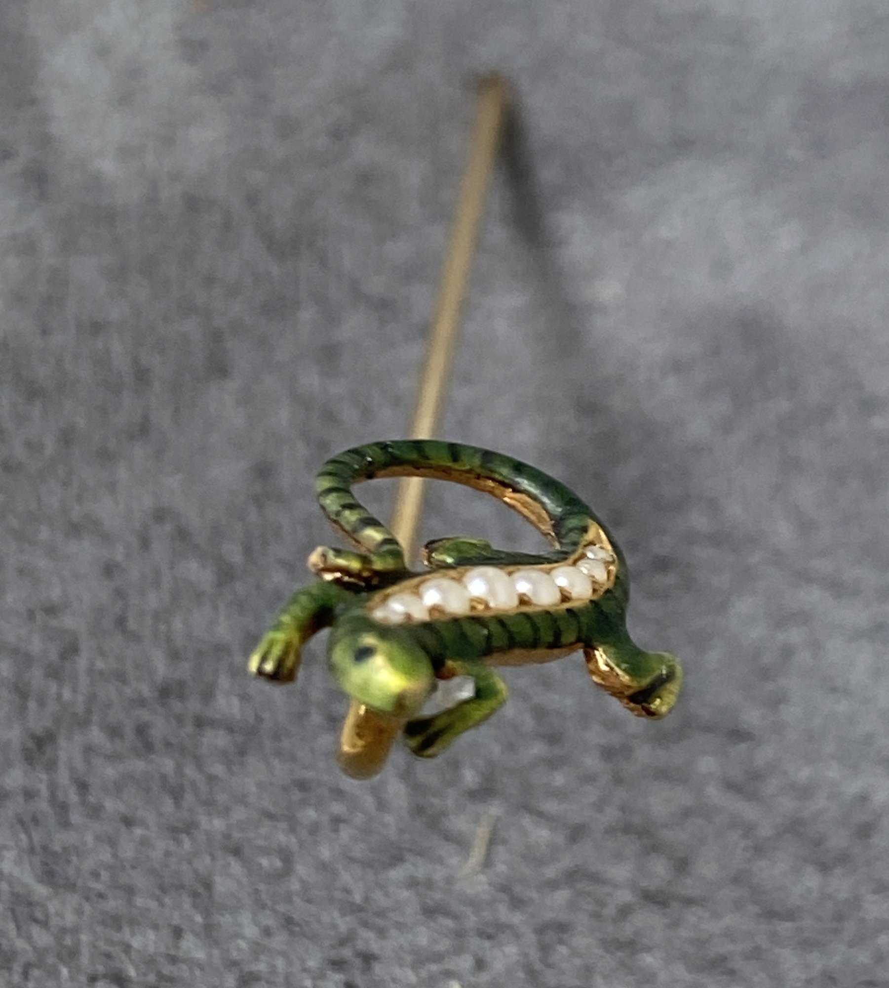 Split Pin Lizard Awesome Vintage Stick Pin With Lizard Design With Possibly Seed Pearls ...