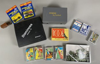 Miscellaneous Vintage Games & Game Pieces Including Dominos, Rook & More