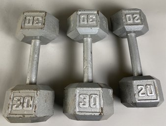 Pair Of 30 LB & One 20 LB Dumbbell