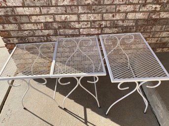 Midcentury White Metal Nesting Patio Or Porch Tables