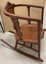 Gorgeous Antique Or Vintage Solid Wood Rocking Chair With Cushion