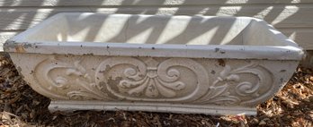 Pretty Heavy Concrete Planter Or Flower Pot Or Box With Embossed Design