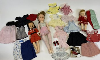 Three Vintage Mid Century Dolls With Clothing & Shoes, Including A Betsy McCall Doll & A Ballerina Doll