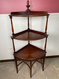 Cute Genuine Mahogany Three Tier Corner Curio Shelf By Imperial