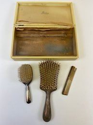 Sterling Silver Dresser Or Vanity Set By Gorham In Vintage Yellow Case