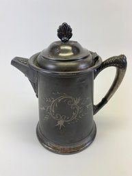 Awesome Vintage Silver Plate Pitcher Or Coffee Pot With Etched Design