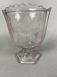 Amazing EAPG Footed Vase Rose Sprig By Campbell Jones