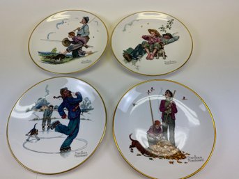 Set Of Four Normal Rockwell Collector China Or Porcelain Plates, Four Seasons Series By Gorham China