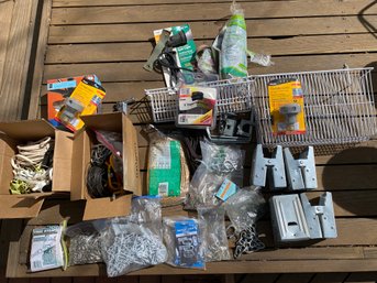 Miscellaneous Lawn & Garage Items Including Village Blacksmith Hatchet, Chains, Storage Hooks, & Much More