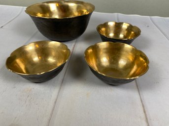 Beautiful Set Of Four Hammered Copper Nesting Bowls With Amazing Color, Purchased In Bangkok