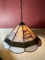 Lovely Purple And White Slag Glass Hanging Lamp