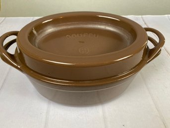 Incredible Doufeu Cousances France Cast Iron Brown Enamel Dutch Oven With Lid, 12