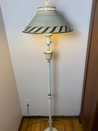 Vintage MCM Midcentury Floor Lamp With Toleware Gold Painted Shade