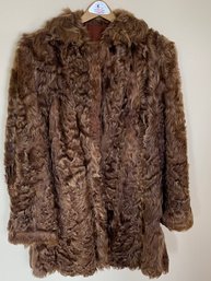 Beautiful Vintage Brown Curly Lamb Fur Coat Or Jacket