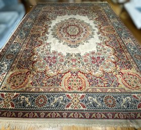 Massive Beautiful Oriental Area Rug In Blue, Cream & Burgundy