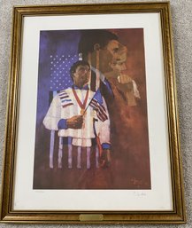 Vintage Signed & Dated Print Titled America, America By Bernard 'Bernie' Fuchs With Dedication Plaque