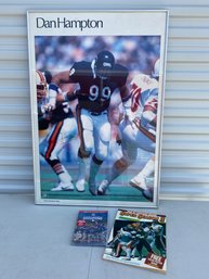 Miscellaneous Items For Chicago Sports Fans Including A Framed Signed Dan Hampton Poster