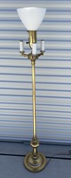 Vintage Brass Stiffel Floor Lamp With Milk Glass Center Globe