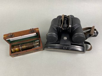 Bushnell Ultra Vision Binoculars & A Reproduction Dollond London Marine Telescope