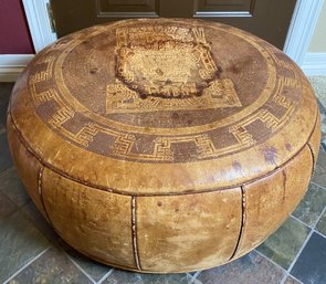 Incredible Handmade Leather Foot Stool Or Ottoman From Central Or South America