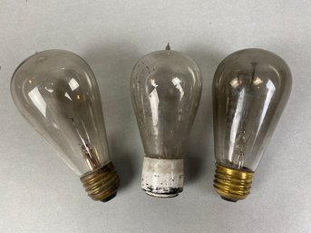 Three Vintage Or Antique Light Bulbs