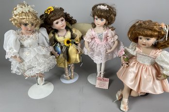 Four Porcelain Ballerina Themed Collector Dolls Including Sugar Plum Fairy By Geppeddo & Gabriella Doll