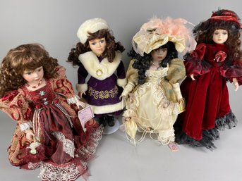 Four Porcelain Victorian Style Collector Dolls Including Dan Dee Collector's Choice Dolls