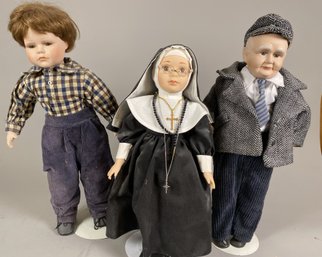 Porcelain Dolls Including A Nun, Boy With Freckles & Elderly Man By Cathay Collection