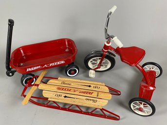 Fun Miniature Doll Furniture Toys Radio Flyer Wagon, Tricycle & Sled