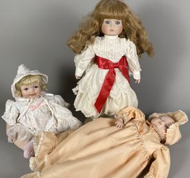 Three Porcelain Collector Dolls Including Sally By Hamilton Collection & Goebel Victoria Ashley Originals