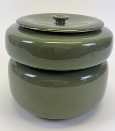 Amazing MCM Russel Wright Steubenville Cedar Green Three Piece Stack Set With Two Bowls And A Lid